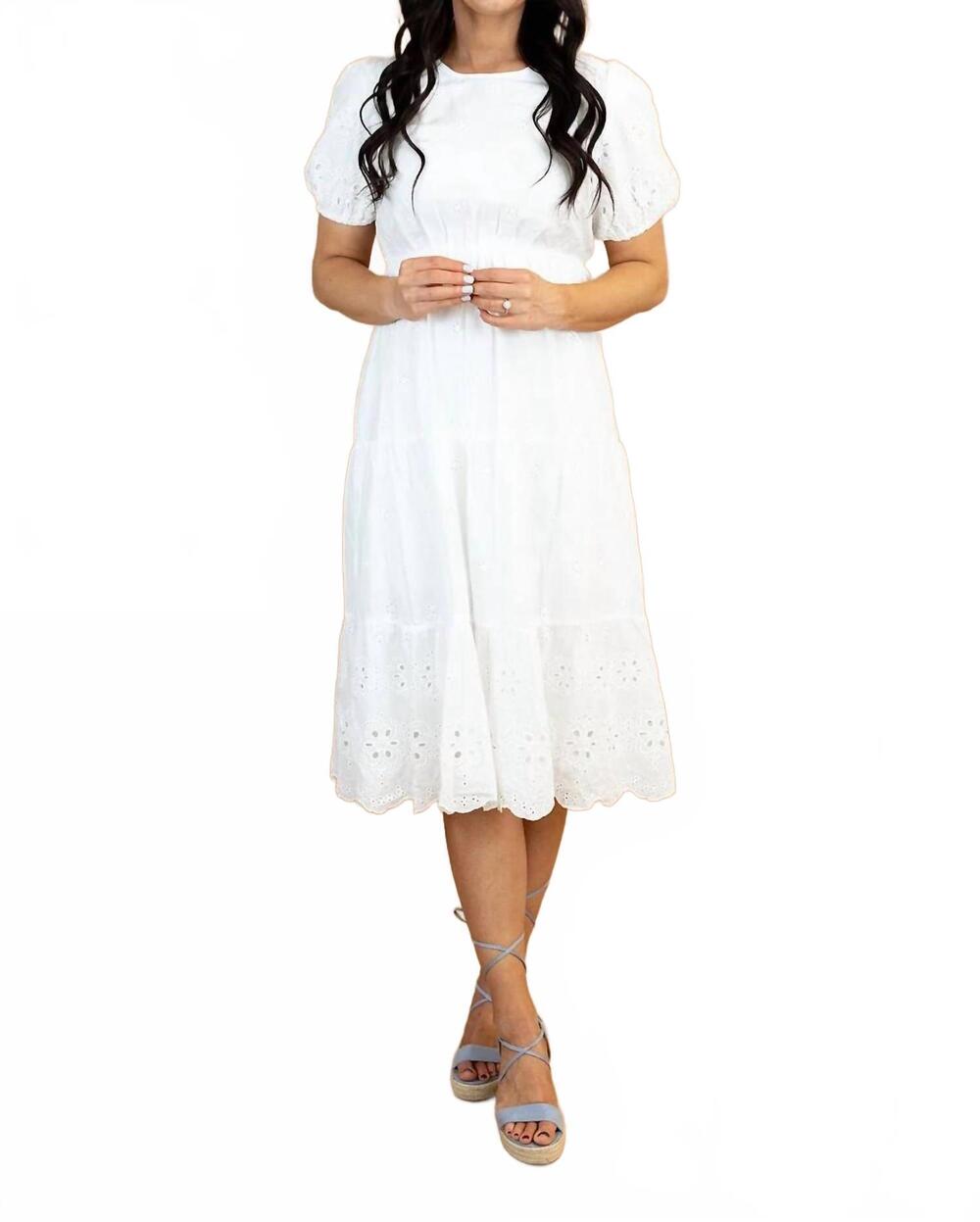 NEW TEA N ROSE dallie embroidered dress in white